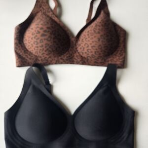 Leopard Print and Black Women's Bra Set
